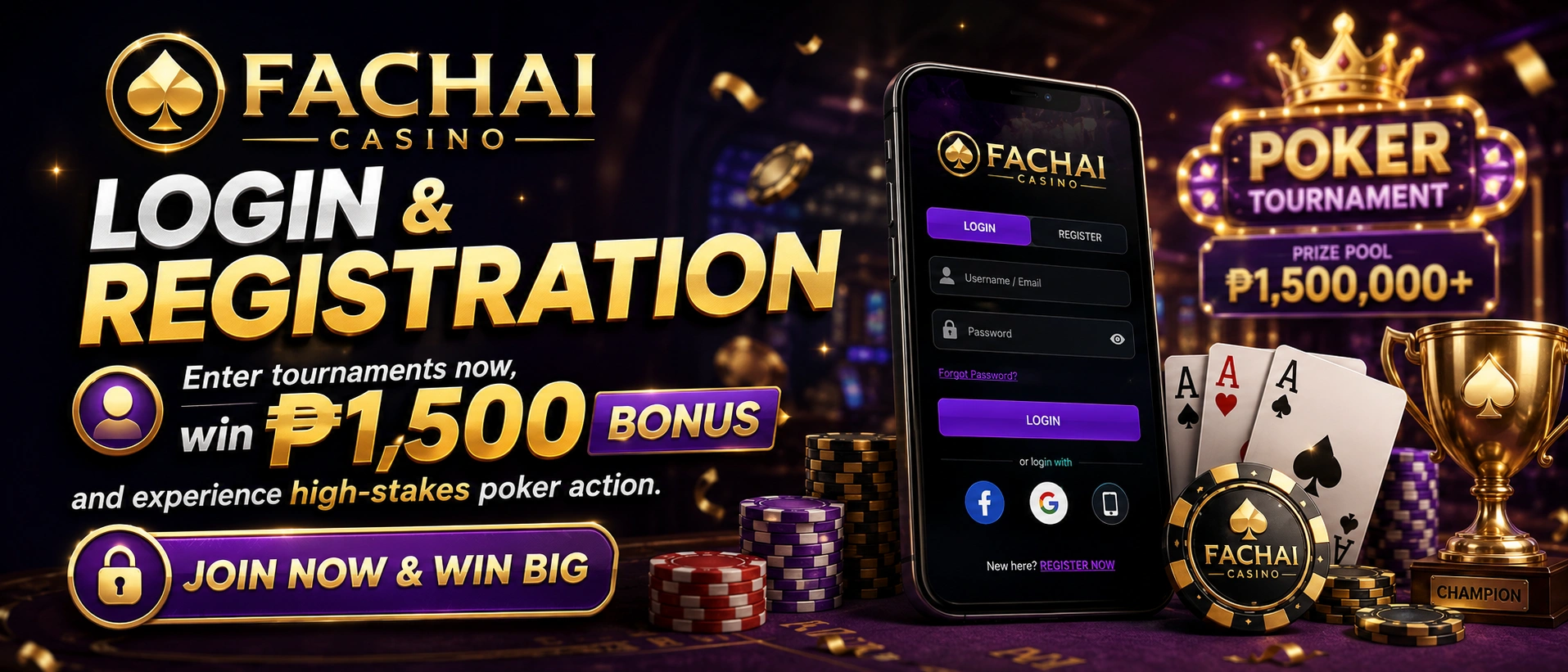Filipino poker lobby on a dark gradient interface